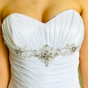 Strapless Mermaid Ruched Crystal Wedding Dress 6